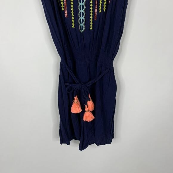 Lilly Pulitzer Beeler Romper True Navy Embroidered Tasseled Drawstring XXS #5274 - Picture 8 of 14